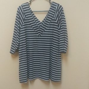 Navy and white striped shirt